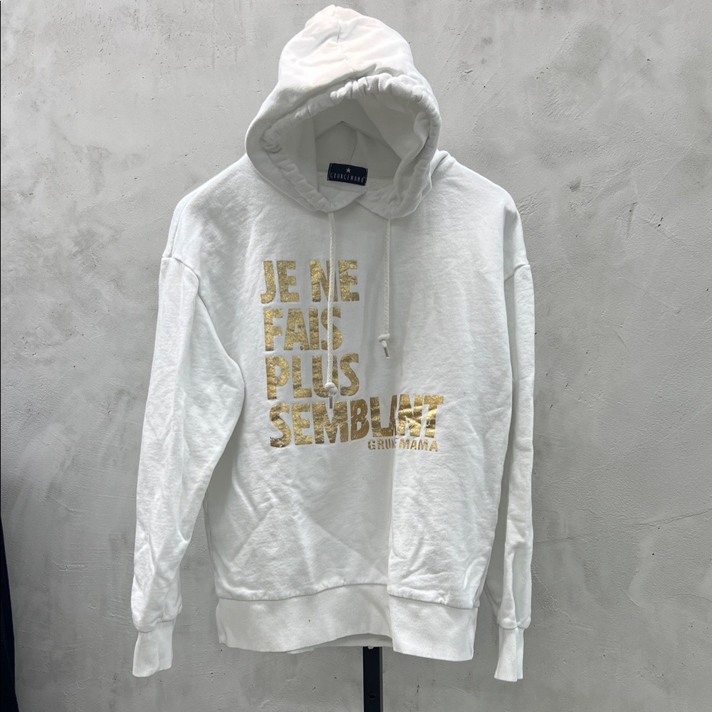 Grungemama White Hoodie with Gold Text